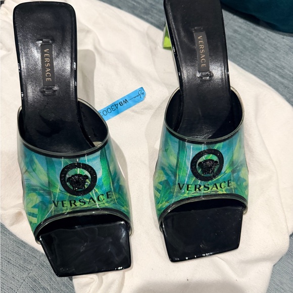 Versace Black and Green Mules - Picture 2 of 16